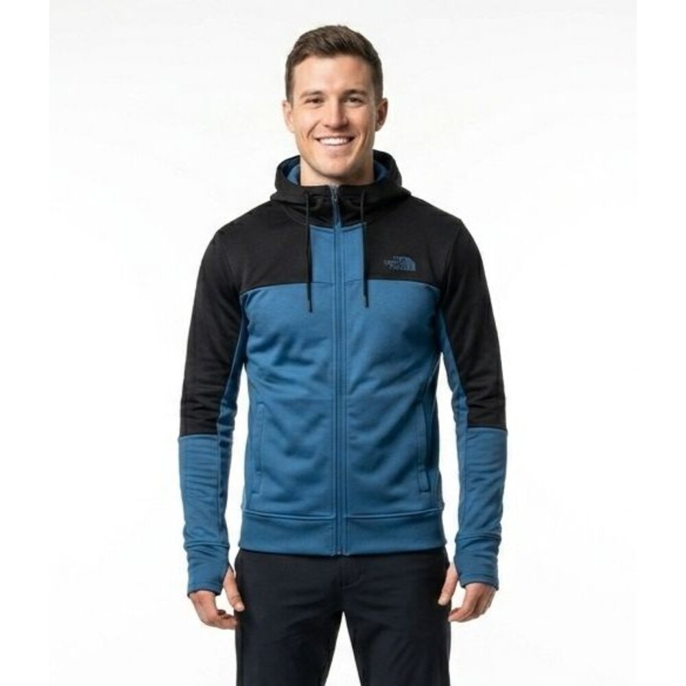 The North Face Surgent Full Zip Hoodie Mens XXL Blue Black Colorblock Fleece